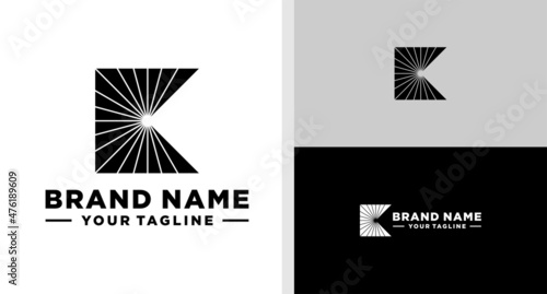  LETTER K LOGO BLACK SUN NEGATIVE SPACE EDITABLE
