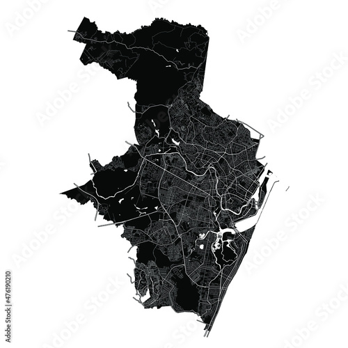 Recife, Brazil, Black and White high resolution vector map