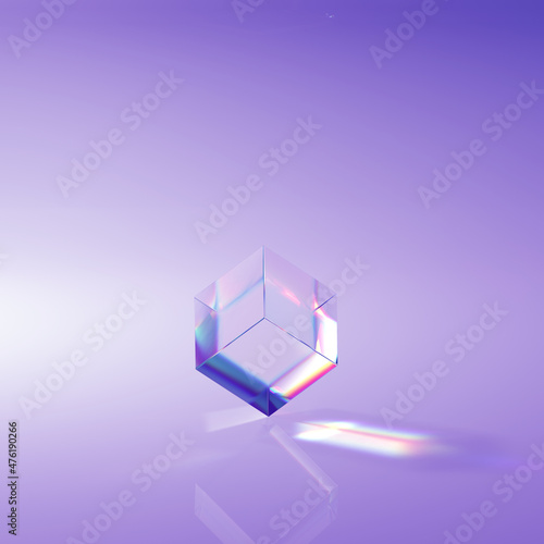 3D Quadrate Tapete - Fototapete glass and caustics object, 3d render abstract background.