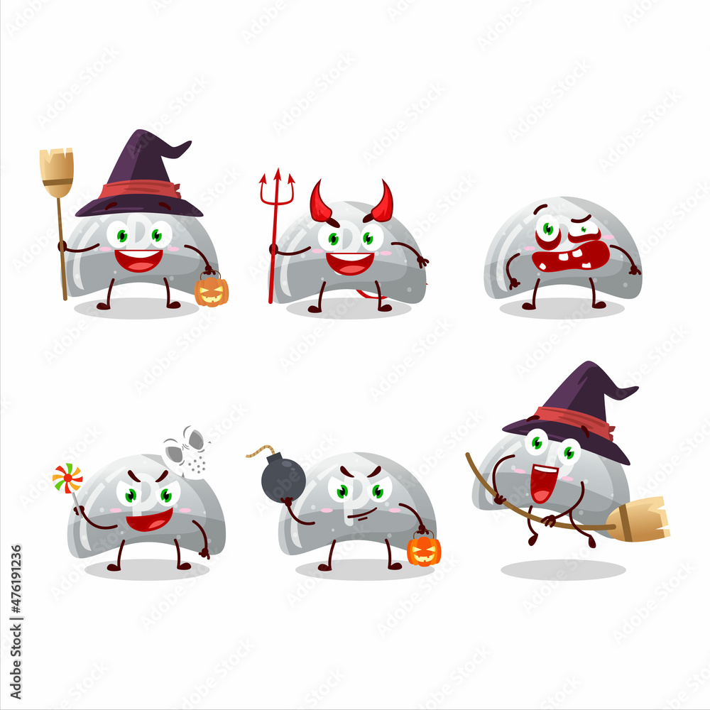 Halloween expression emoticons with cartoon character of curve white gummy candy