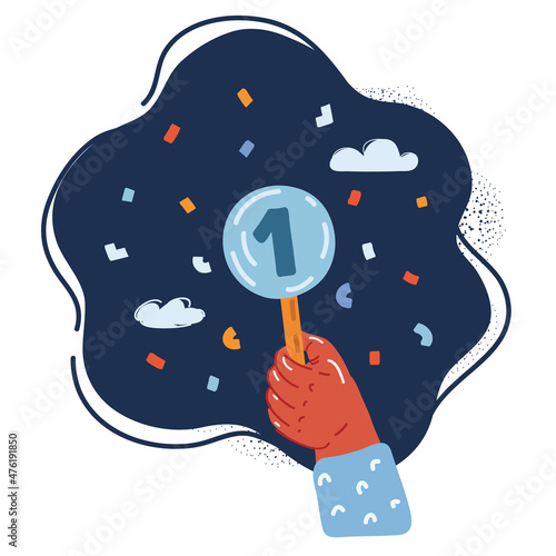 Vector illustration of hand over dark background