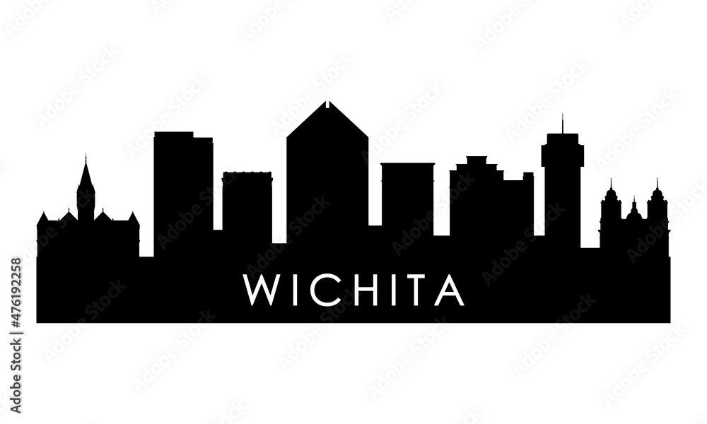 Wichita skyline silhouette. Black Wichita design isolated on white background.