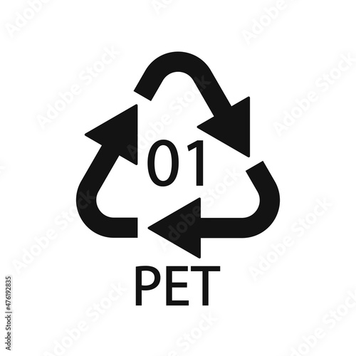 PET 01 recycling code symbol. Plastic recycling vector polyethylene sign.