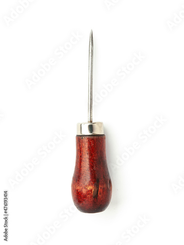 Valokuvatapetti Scratch awl for leatherworking isolated on white.