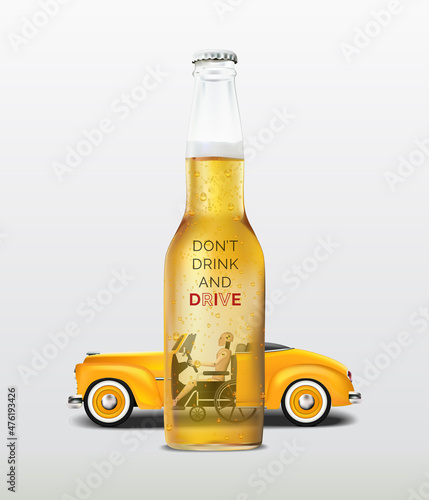 Don't drink and drive Concept. Drunk driving is not allowed. Drink and drive awareness.