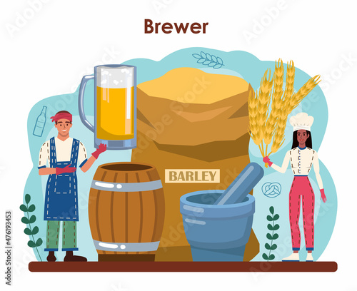 Brewery concept. Craft beer production, modern brewing process