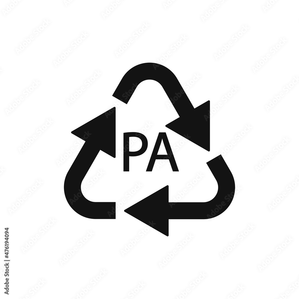 Plastic recycling symbol PA polyamide, vector illustration Plastic recycling symbol PA polyamide, vector illustration