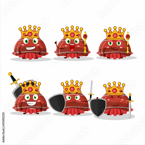 A Charismatic King curve red gummy candy cartoon character wearing a gold crown
