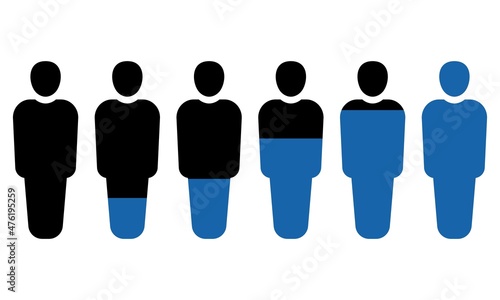 infographic human elements with percentage people chart symbols. Concept of info structure indicator diagram. People group simple icons for demography concept. vector illustration