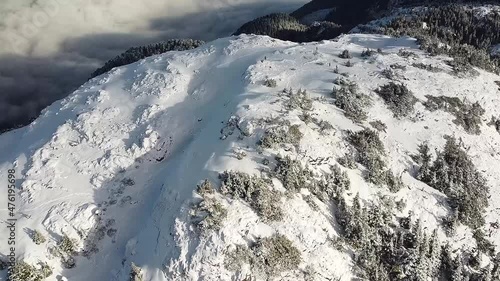 Aerial of Snow Capped Mountains of Vancouver Island, Mount Gibson, Canada