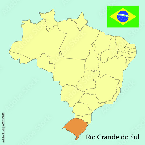 brazil map, rio grande do sul state, vector illustration 