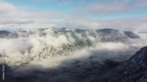 Cloudy Snowy Mountains of Vancouver Island, Mount Gibson, Canada
