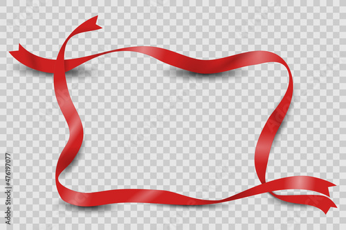 red wavy ribbon frame on transparent background. vector illustration