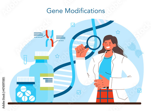 Bioengineering concept. Biotechnology, gene therapy and research.