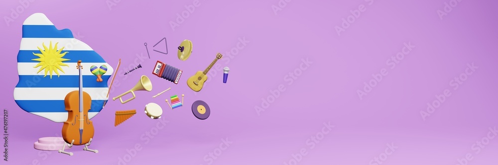 3d rendering of musical instrument usage and interest in Uruguay 