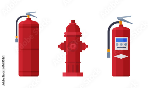 Wallpaper Mural Red Fire Extinguisher and Hydrant as Firefighting Equipment Vector Set Torontodigital.ca