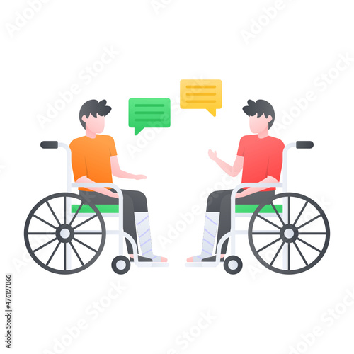 people with disabilities Concept, Sociology Vector Color Icon Design, Medical and Healthcare Scene Symbol, Diseases Diagnostics Sign, Doctors and Patients Characters Stock Illustration