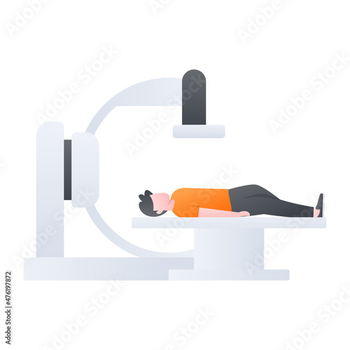 Mobile C Arm X Ray Machine Concept Vector Color Icon Design, Medical and Healthcare Scene Symbol, Diseases Diagnostics Sign, Doctors and Patients Characters Stock Illustration
