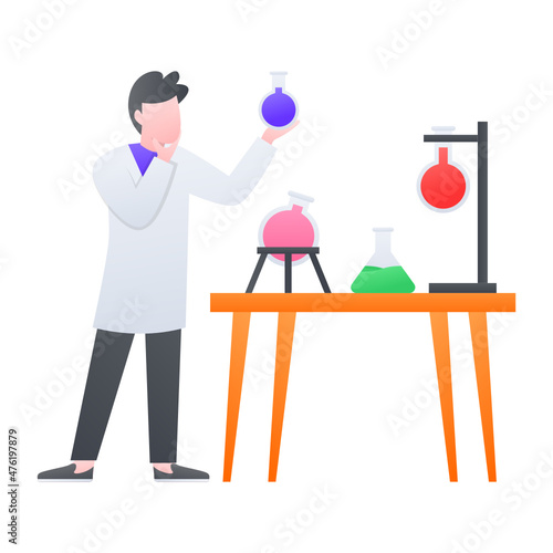 Lab physician Concept, Diagnosis and treatment in clinic Vector Color Icon Design, Medical and Healthcare Scene Symbol, Diseases Diagnostics Sign, Doctors and Patients Characters Stock Illustration