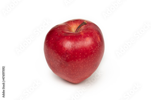Whole red ripe apple isolated on white background