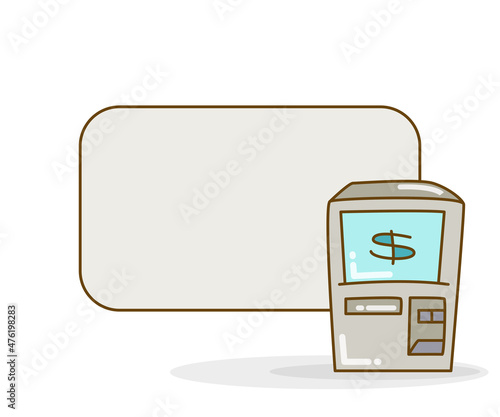 blank note board with atm icon vector illustration