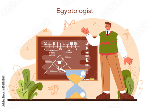 Egyptiology. Ancient Egypt papyrus, pyramid and culture study