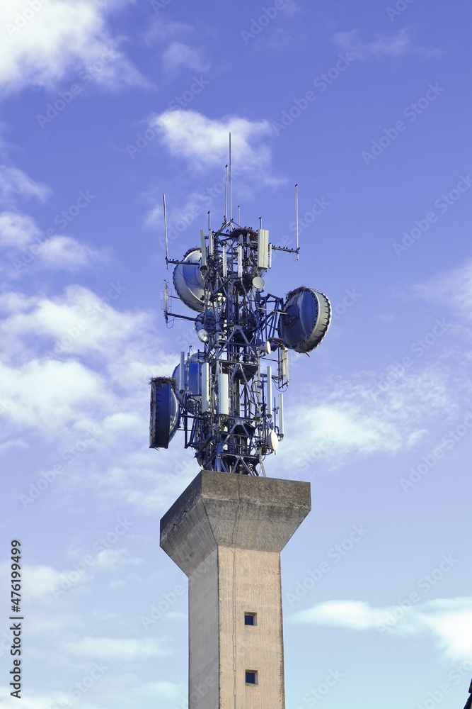 communications tower full of bird nests, Oropesa,