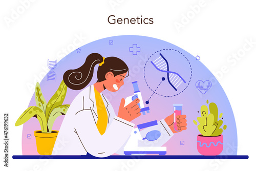 Geneticist concept. Medicine and science technology. Scientist work with DNA