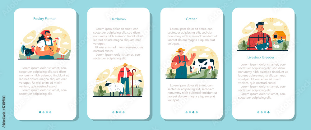 Shepherd with a domestic animals web banner or landing page set. Shepherd with a domestic animals web banner or landing page set.