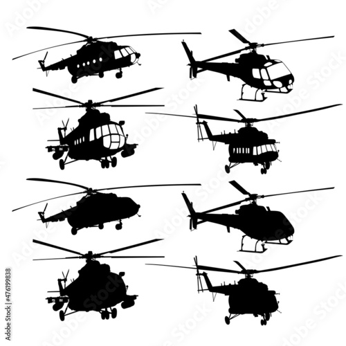 The set of helicopter silhouettes.