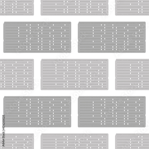 Old Vintage Computer Data Storage. Paper Punched Card Isolated on White Background. Seamless Pattern