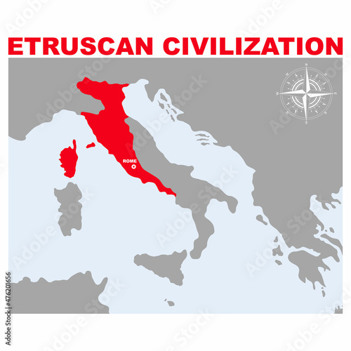 vector map with historic area of Etruscan civilization for your project