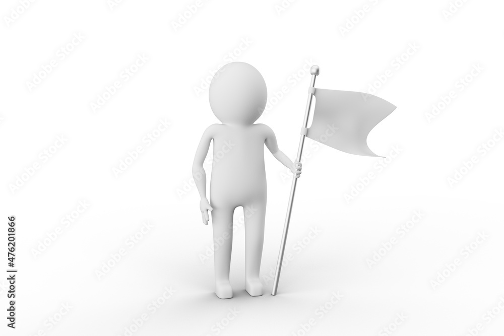 3D Man is Posing with Signs and Symbols