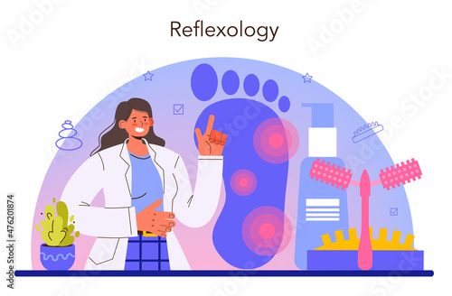 Foot reflexology concept. Massage treatment and relaxation therapy