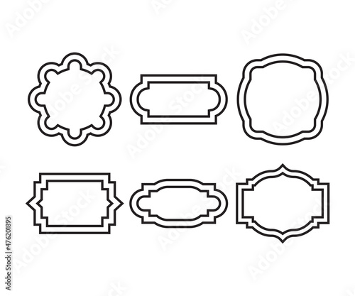 banner and label frame set line vector illustration