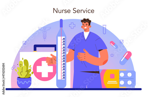 Nurse. Medical assistant, hospital worker taking care of patient.