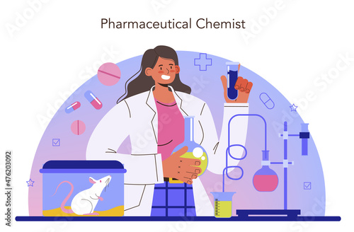 Pharmacy concept. Pharmacist selling drugs in bottle and box for disease