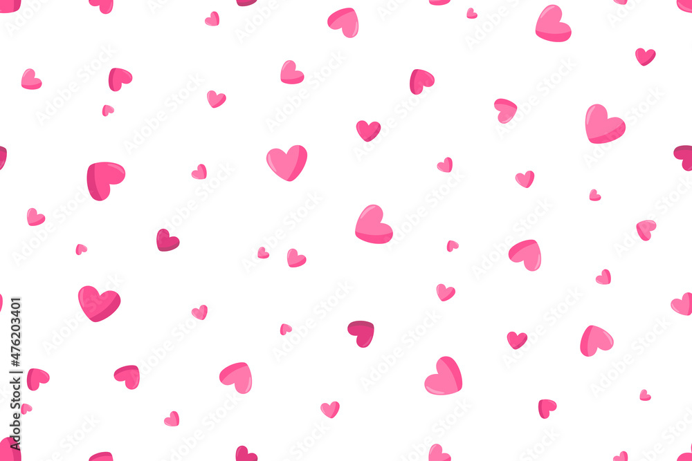Seamless pattern of pink hearts
