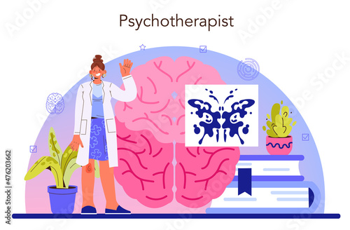 Psychologist concept. Mental disease diagnostic and treatment. Doctor curing