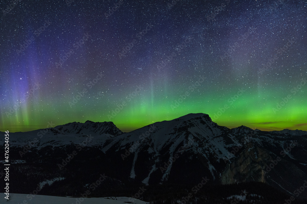 Beautiful green aurora dancing over Mt. Borgeau, Banff, Canada Beautiful green aurora dancing over Mt. Borgeau, Banff, Canada
