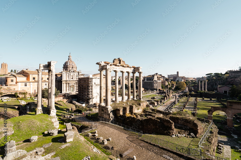 Ruins of Forum Romanum on Capitolium hill in Rome, Italy
Roman ruins