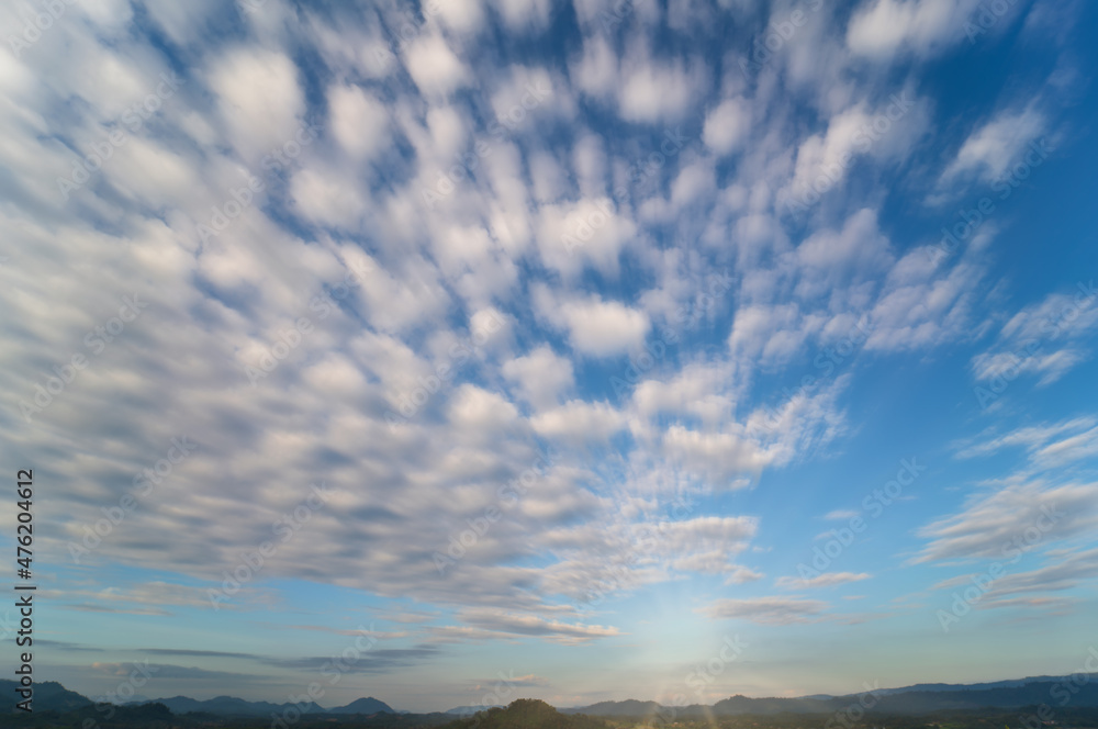 Sky with radian blur cloud and sun spotlight over the mountain Daylight,Nature,Landscape,Skyscape,Cloudscape
