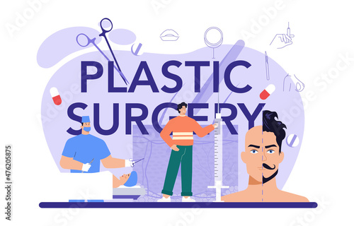 Plastic surgery typographic header. Idea of modern aesthetic medicine.