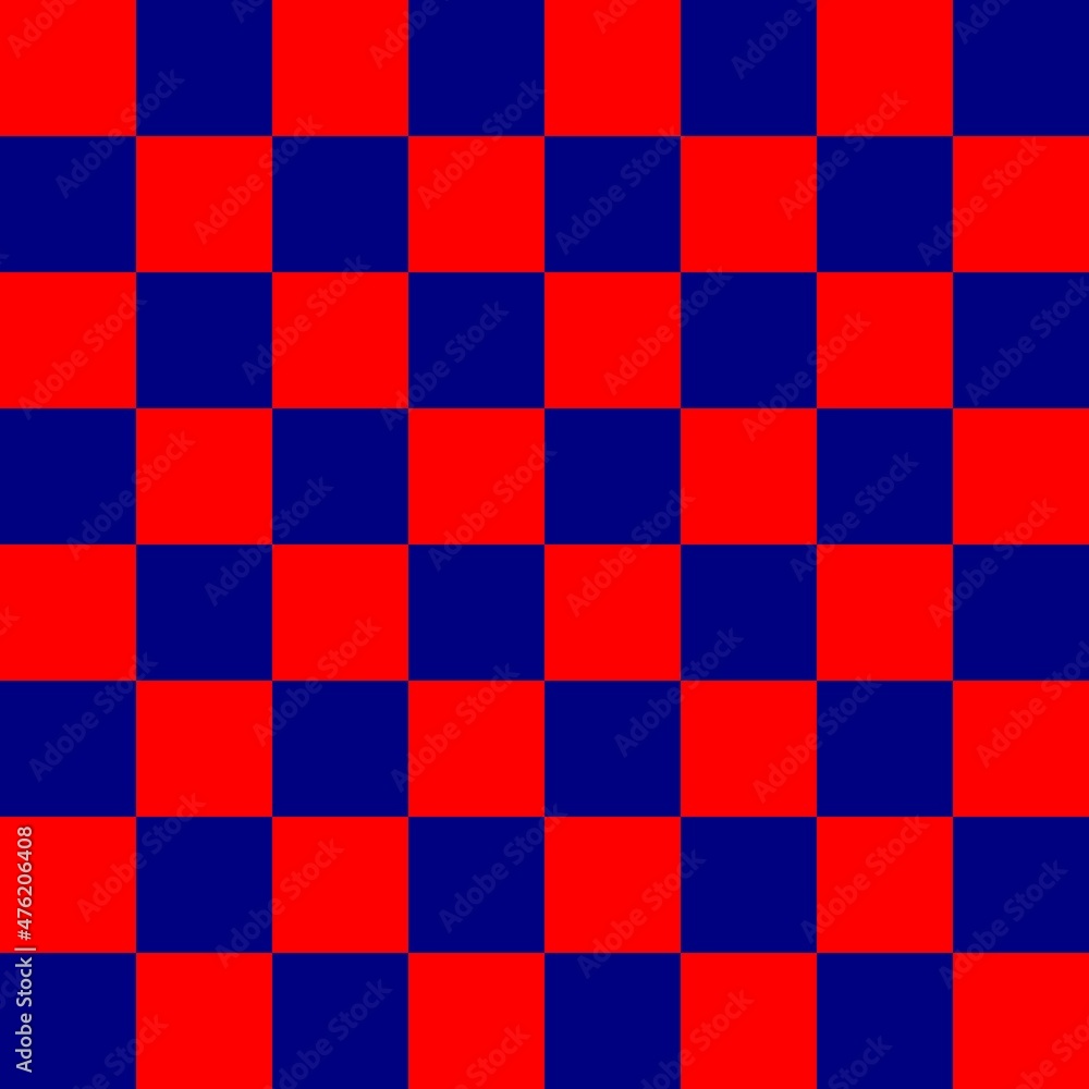 Fototapeta premium Checkerboard 8 by 8. Navy and Red colors of checkerboard. Chessboard, checkerboard texture. Squares pattern. Background.
