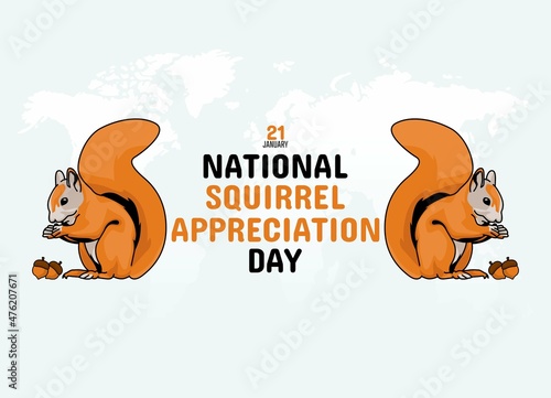 vector graphic of national squirrel appreciation day good for national squirrel appreciation day celebration. flat design. flyer design.flat illustration.