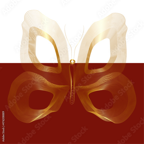 butterfly red gold logo line art