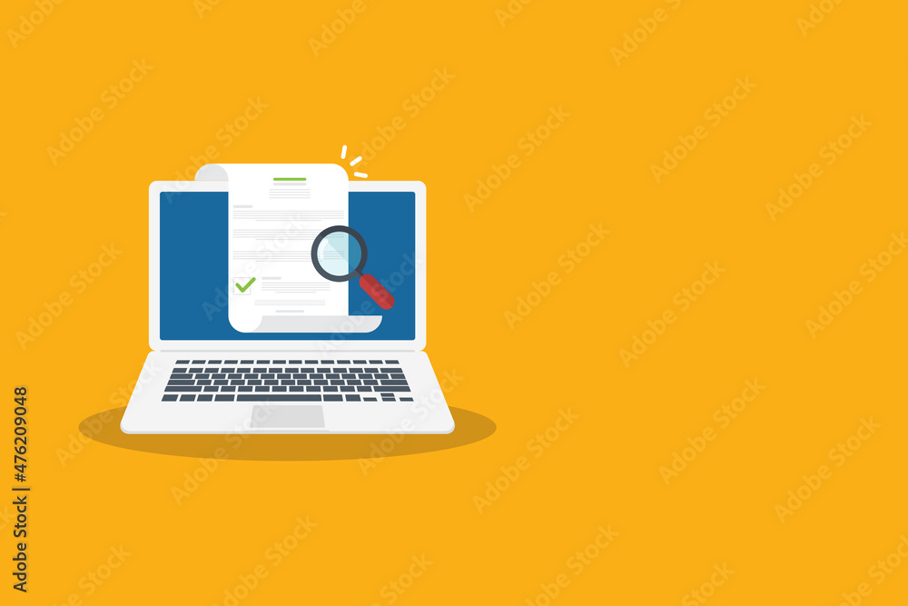 Online digital document inspection or assessment evaluation on laptop