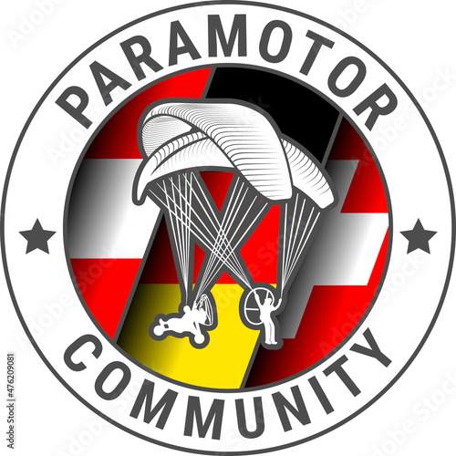 Paramotor Community with flag countries austria german switzerland extreme flying sport