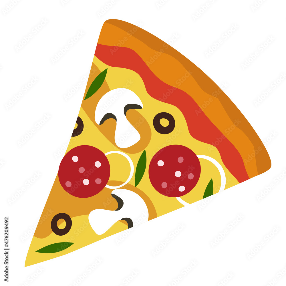 A slice of pizza. Vector element isolated on white background. A slice of pizza. Vector element isolated on white background.