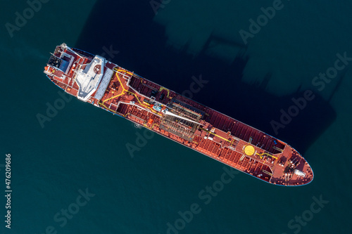 View of the sea tanker from above.